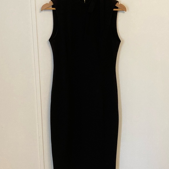 Calvin Klein Black Midi Pencil Dress Sleeveless With Bow Size 8 - Picture 5 of 12